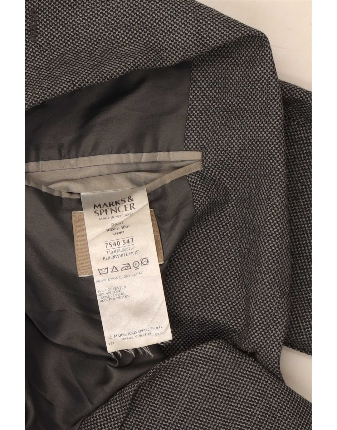 Marks & Spencer Herren-Blazer mit 2 Knöpfen, UK 40, Mittelgrau, Polyester