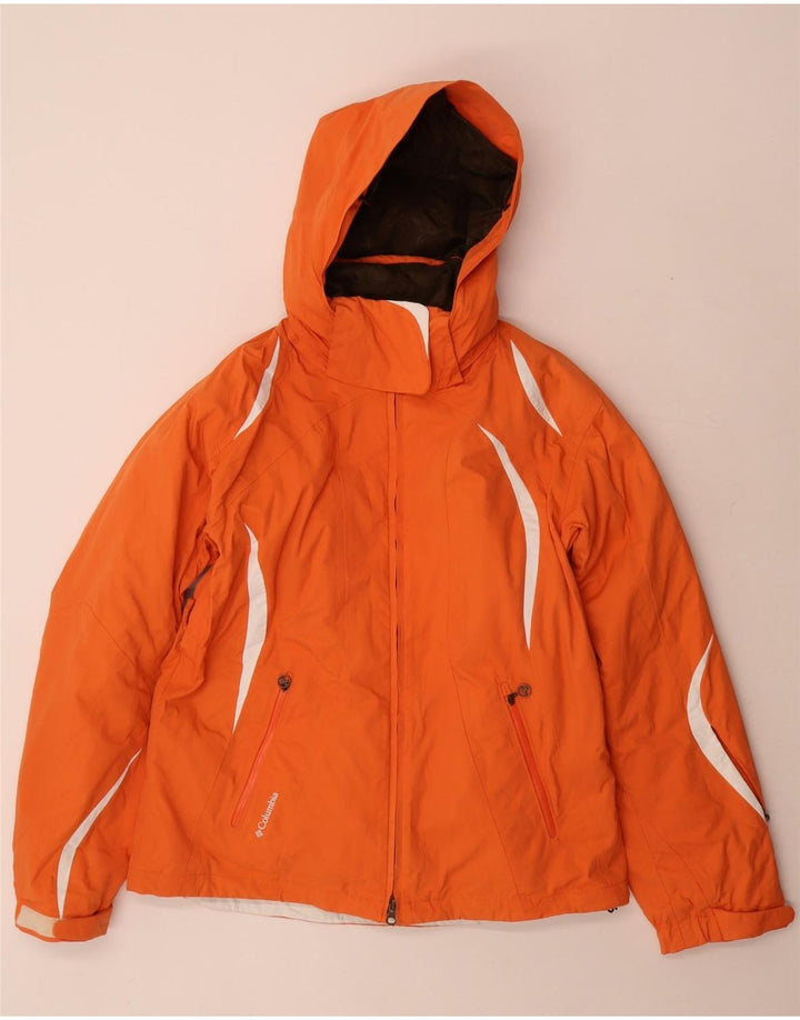 Columbia Womens Titanium Hooded Ski Jacket UK 14 Mittelorange Farbblock
