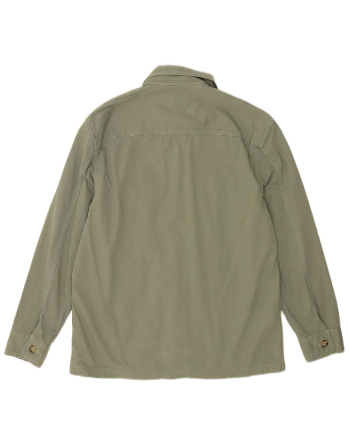 Marks & Spencer Herren-Overshirt-Hemd aus mittelgrüner Baumwolle
