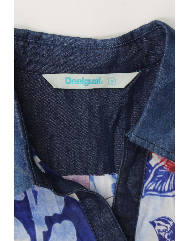 Desigual Damen Pullover-Hemdbluse UK 10 Small Blue Floral