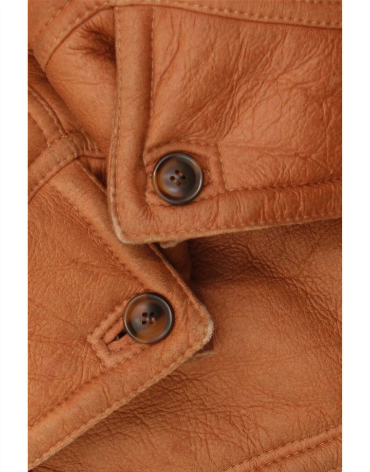 Vintage Herren Shearling Jacke IT 54 2XL Braun