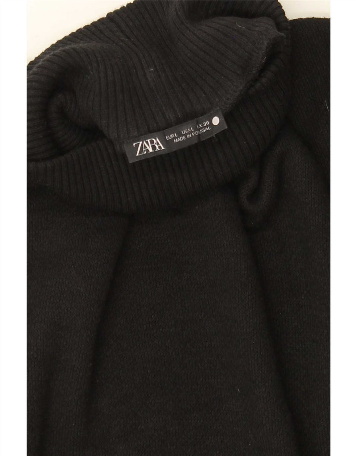 Zara Damen Crop Oversized Rollkragenpullover Pullover UK 14 Large Schwarz