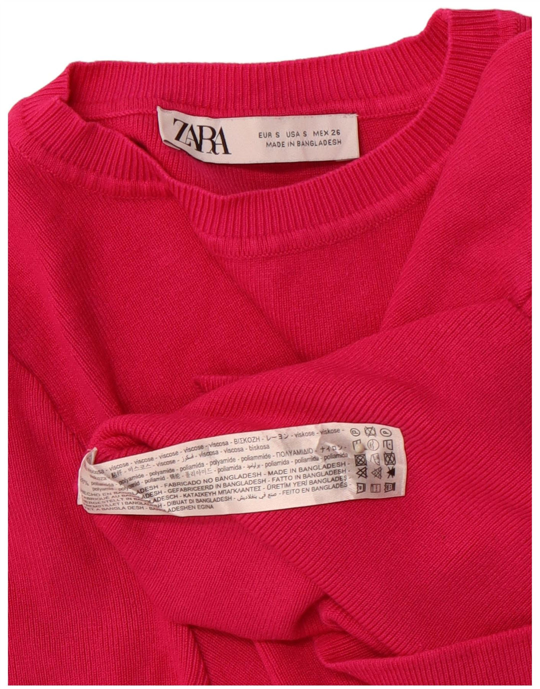 ZARA Damen Crop Short Sleeve Crew Neck Pullover Pullover UK 8 Small Pink