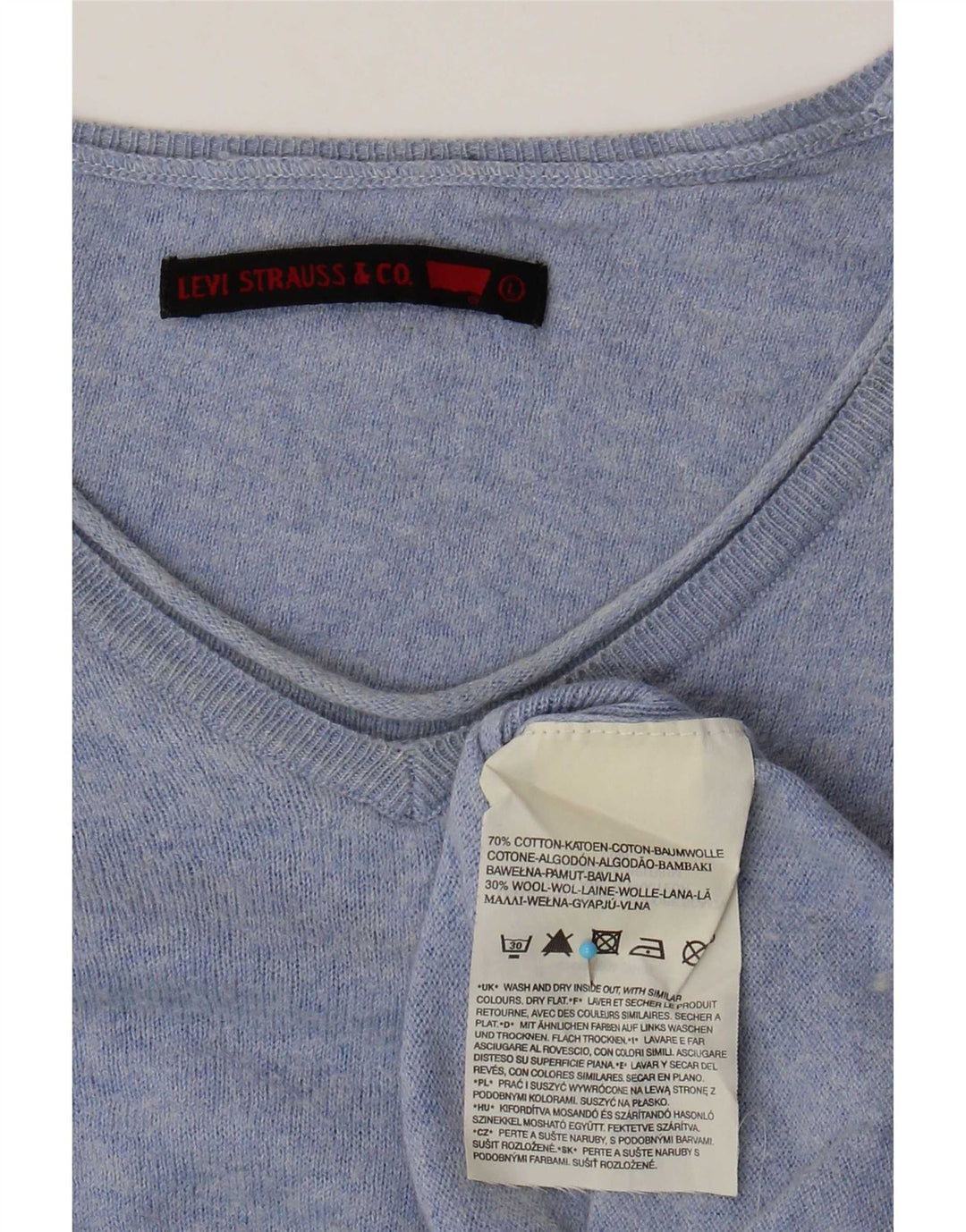 Levi's Damen-Pullover mit V-Ausschnitt, Gr. 16, Größe L, Blau, Baumwolle