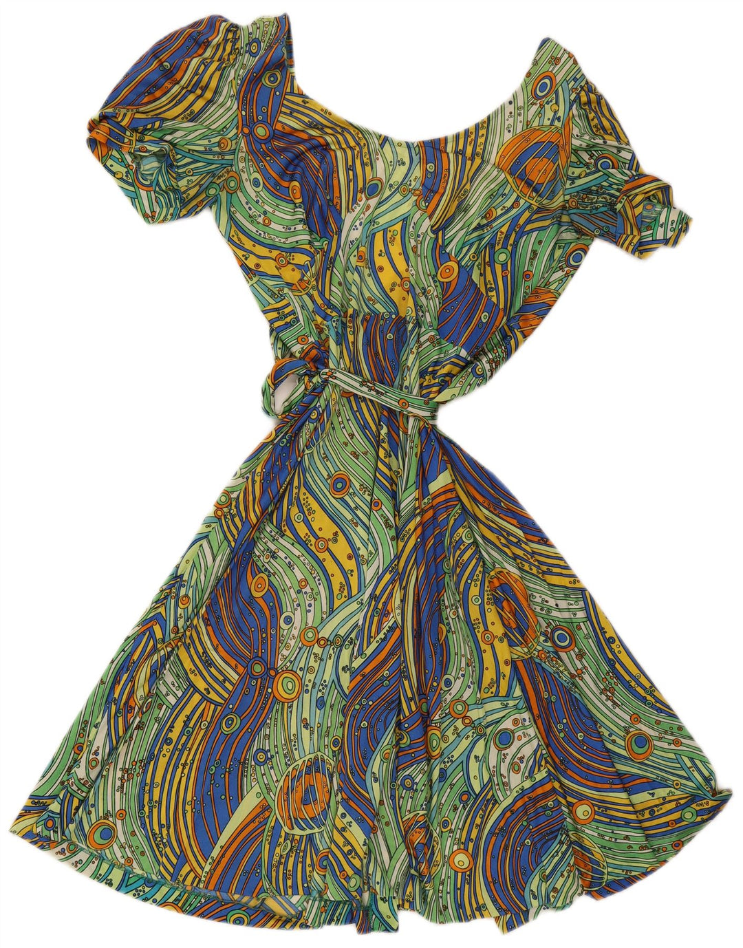 Vintage Damen Wickelkleid IT 48 XL Bunt gestreift