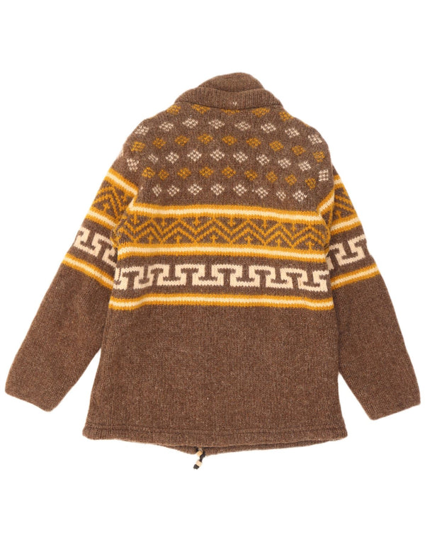 Sternstunde Damen Strick-Windjacke UK 14 Mittelbraun Geometrisch