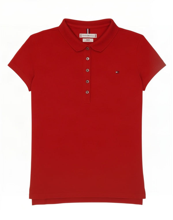 Tommy Hilfiger Damen Slim Fit Poloshirt UK 6 XS Rot Baumwolle