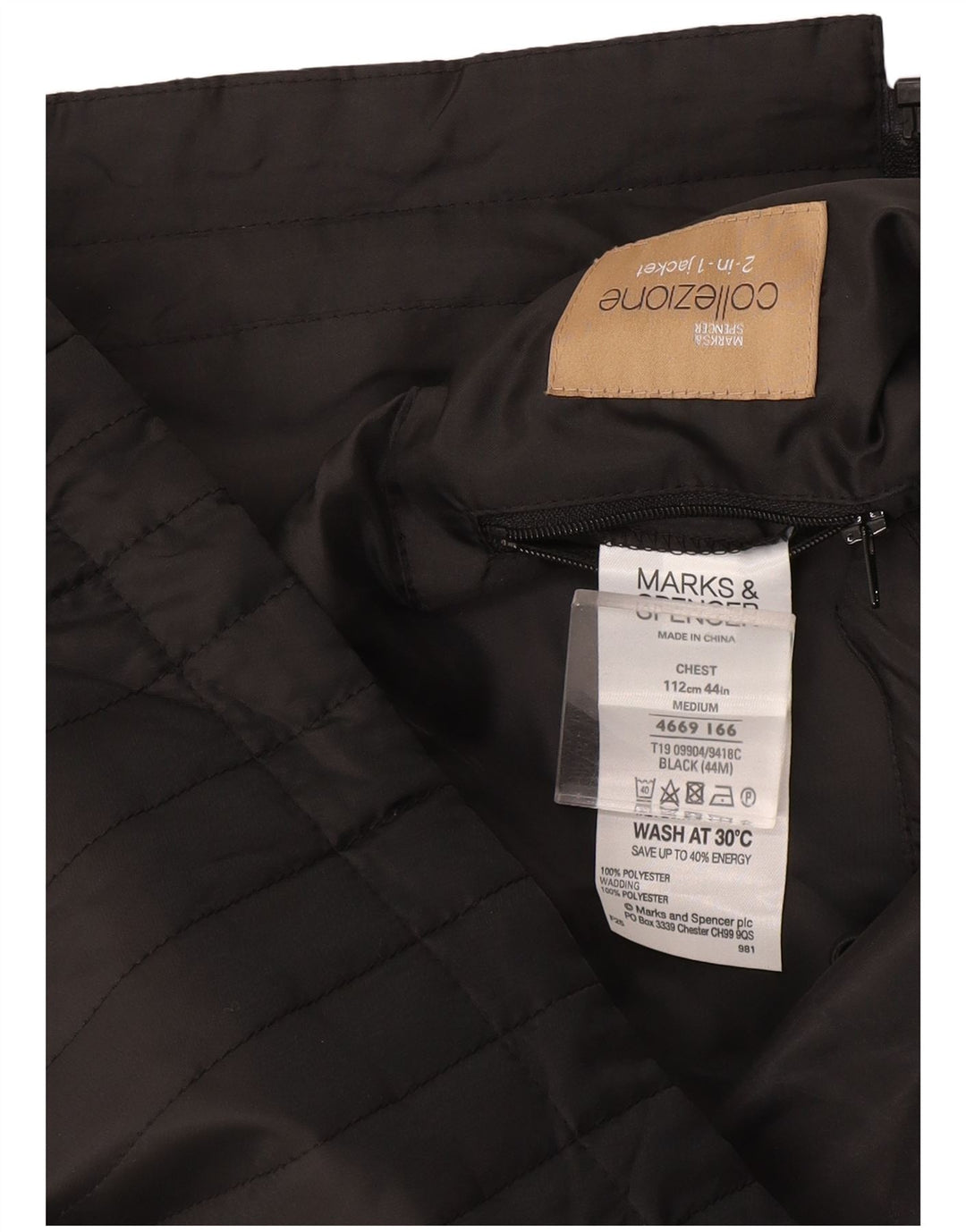 Marks & Spencer Herren Liner Gilet UK 38 Mittelschwarzes Polyester