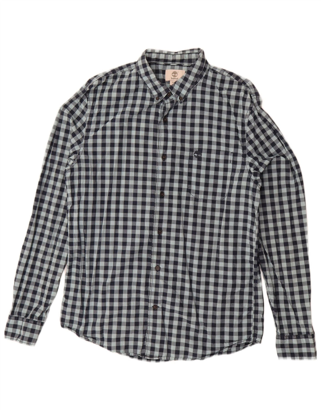 Timberland Slim-Fit-Hemd für Herren aus mittelblauer Gingham-Baumwolle in Marineblau