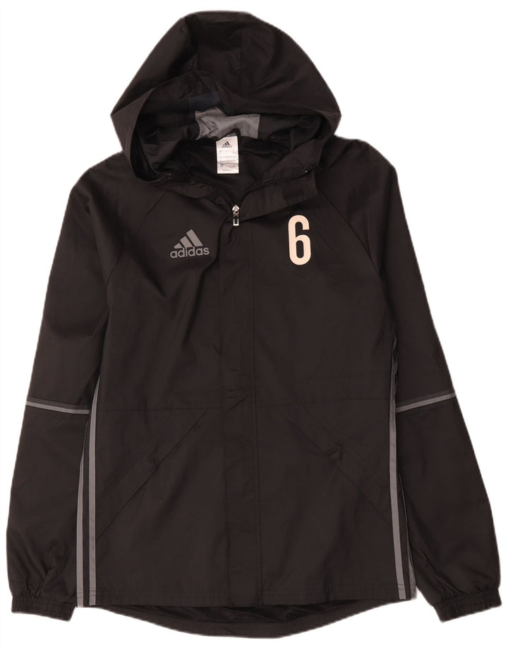 Adidas Herren Graphic Hooded Rain Jacket UK 36 Small Schwarz Polyester