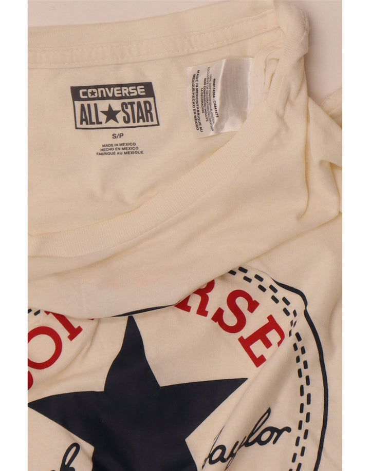 Converse Herren-T-Shirt mit Grafik, Größe S, cremefarbene Baumwolle