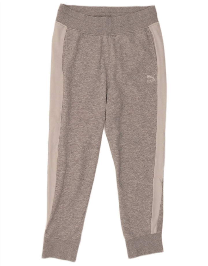 PUMA Damen Trainingshose Jogger UK 12 Mittelgrau Farbblock