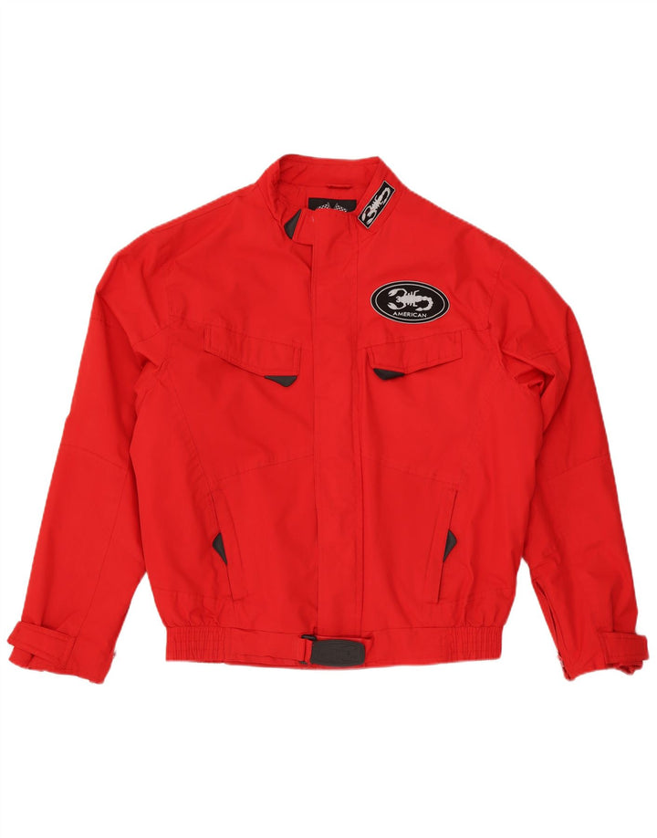 Vintage Herren Graphic Racer Jacke UK 40 Großes rotes Polyester