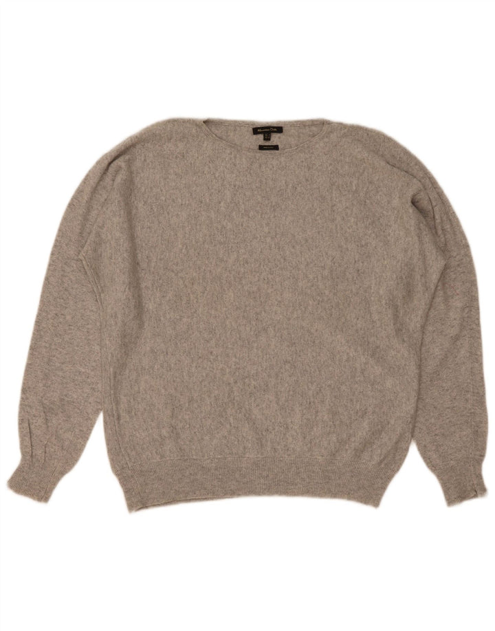 Massimo Dutti Damen-Pullover mit U-Boot-Ausschnitt, UK 14, Mittelgrau meliert