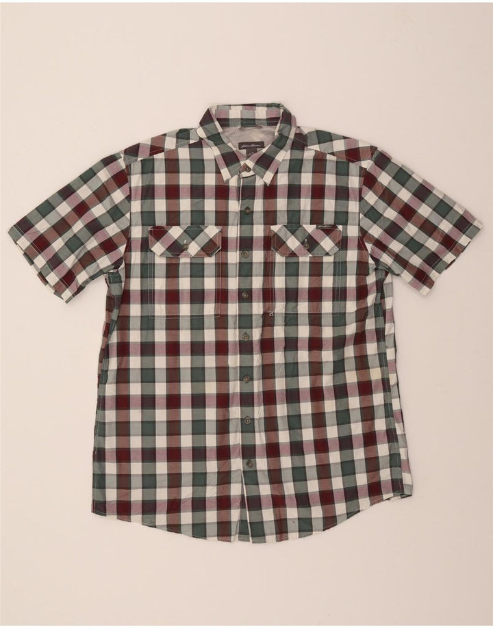 EDDIE BAUER Mens Short Sleeve Shirt Large Multicoloured Check Cotton Vintage Eddie Bauer and Second-Hand Eddie Bauer from Messina Hembry 