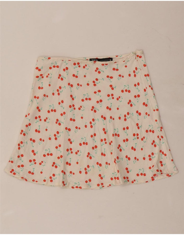 Zara Damen Minirock mit abstraktem Muster XS W24 Weiß