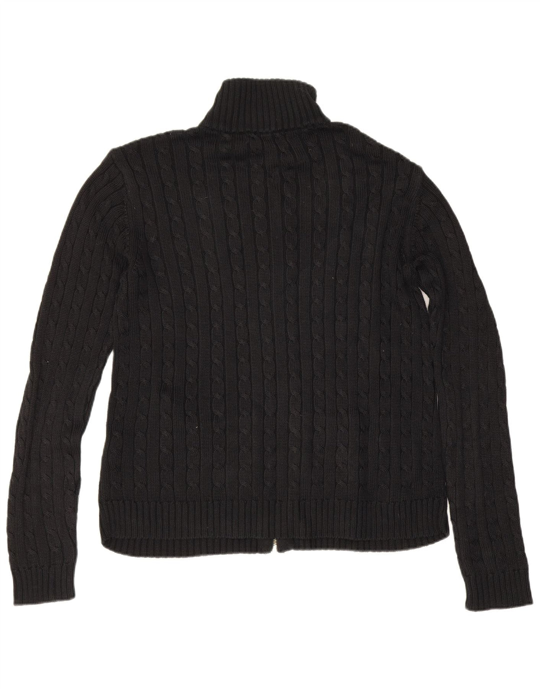 Ralph Lauren Damen-Cardigan-Pullover UK 14 Mittelschwarze Baumwolle