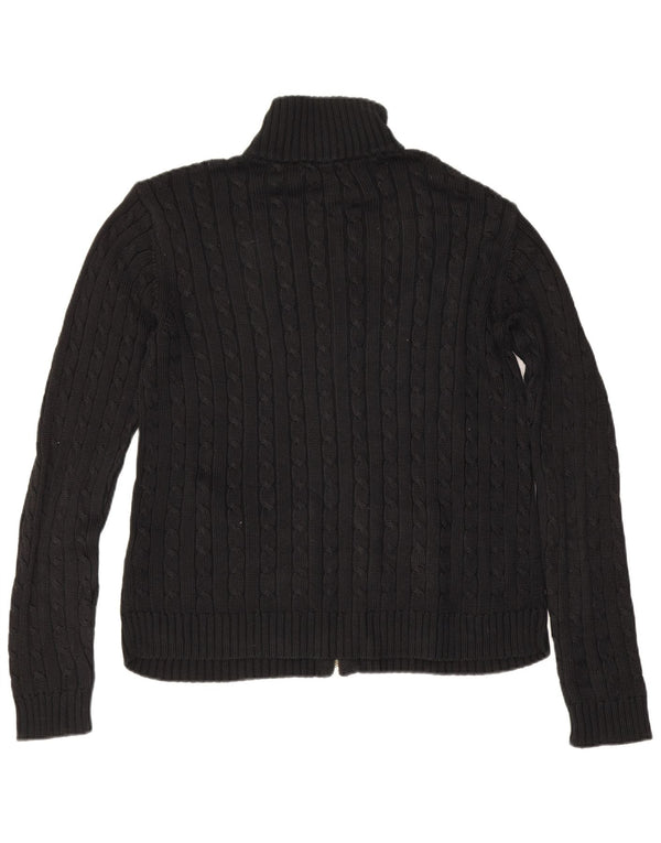 Ralph Lauren Damen-Cardigan-Pullover UK 14 Mittelschwarze Baumwolle