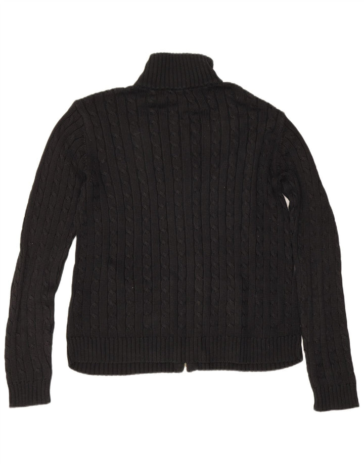 Ralph Lauren Damen-Cardigan-Pullover UK 14 Mittelschwarze Baumwolle