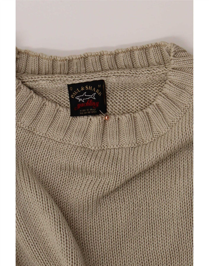 Paul & Shark Herren-Pullover mit Rundhalsausschnitt, mittelbeige Baumwolle