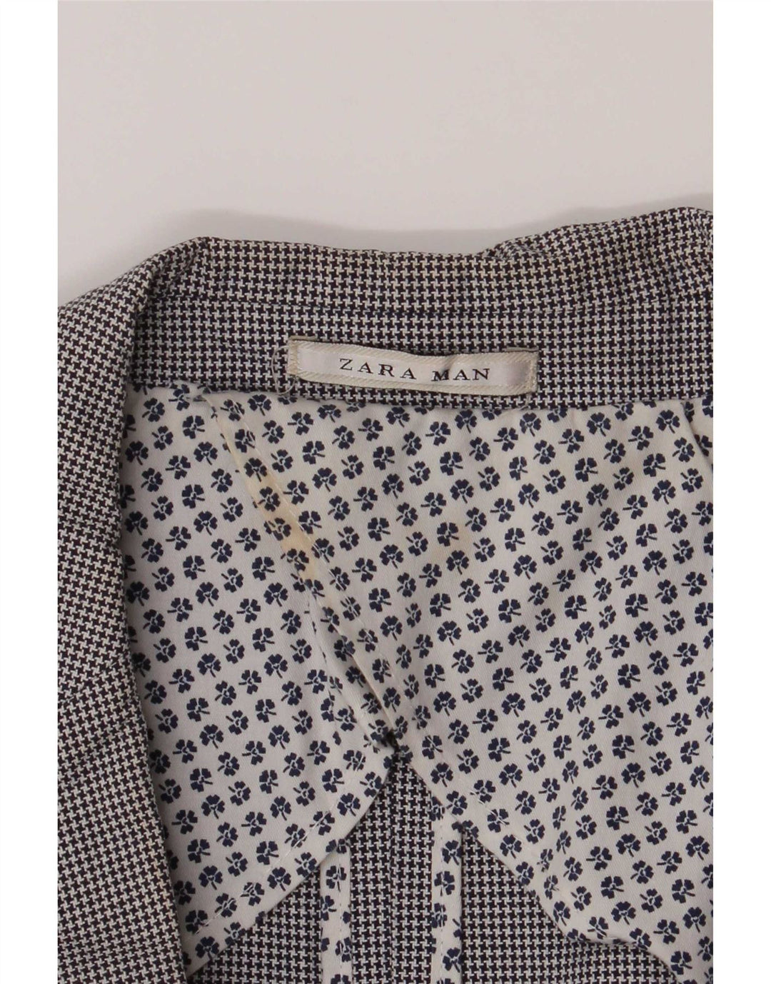 Zara Herren-Blazer mit 2 Knöpfen, Gr. 40, groß, graue Baumwolle mit Hahnentrittmuster