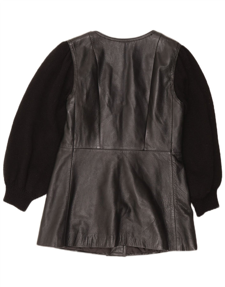 Vintage Damen Lederjacke UK 12 Medium Schwarz