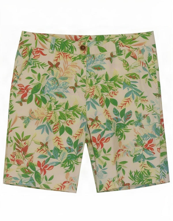 Benetton Damen-Chinoshorts UK 12 Medium W32 Mehrfarbige Blumen-Baumwolle
