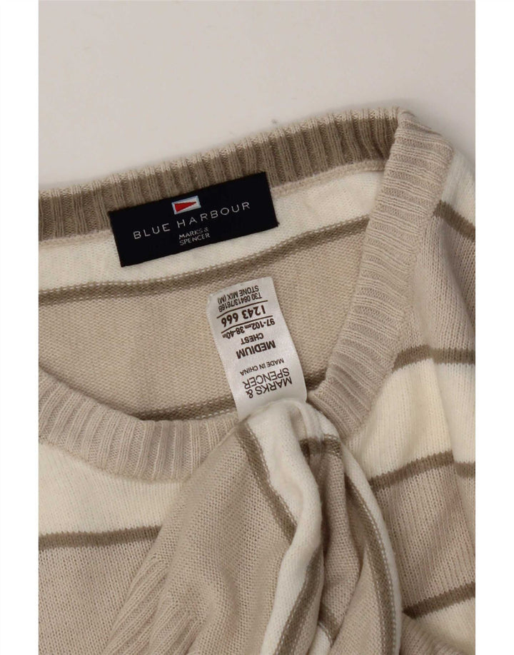 Marks & Spencer Herren Blauer Harbour-Pullover mit Rundhalsausschnitt Mittelbeige
