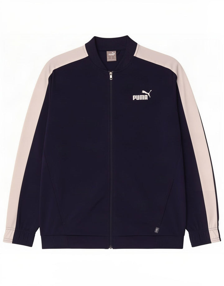 Puma Herren-Trainingsanzug-Top-Jacke, mittelblaues Farbblock-Polyester