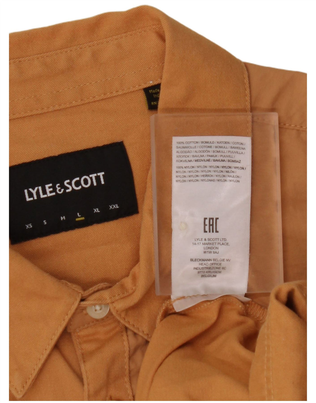 LYLE & SCOTT Herrenhemd Large Orange Baumwolle