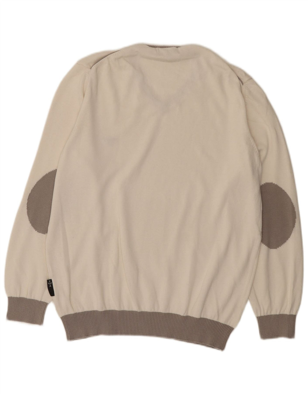 Emporio Armani Herren-Pullover mit V-Ausschnitt, Größe L, Weiß