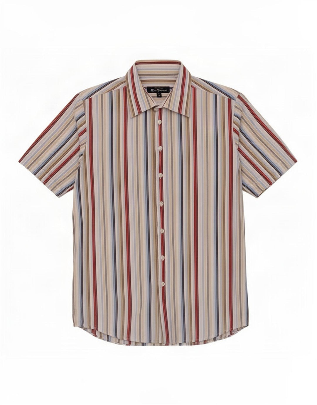 Ben Sherman Herren-Kurzarmhemd, mittelgroß, mehrfarbig, gestreift, Baumwolle