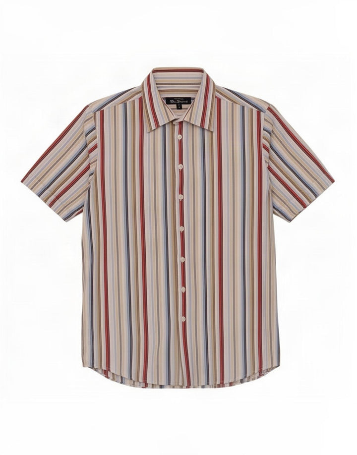 Ben Sherman Herren-Kurzarmhemd, mittelgroß, mehrfarbig, gestreift, Baumwolle