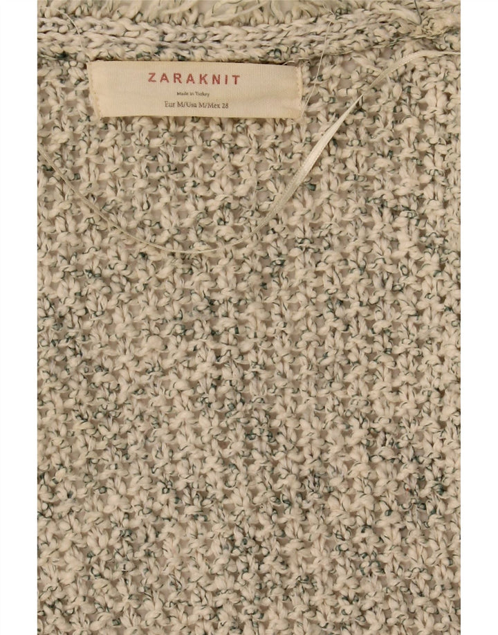 Offener Strickjackenpullover für Damen von Zara, UK 14, Mittelbeige meliert