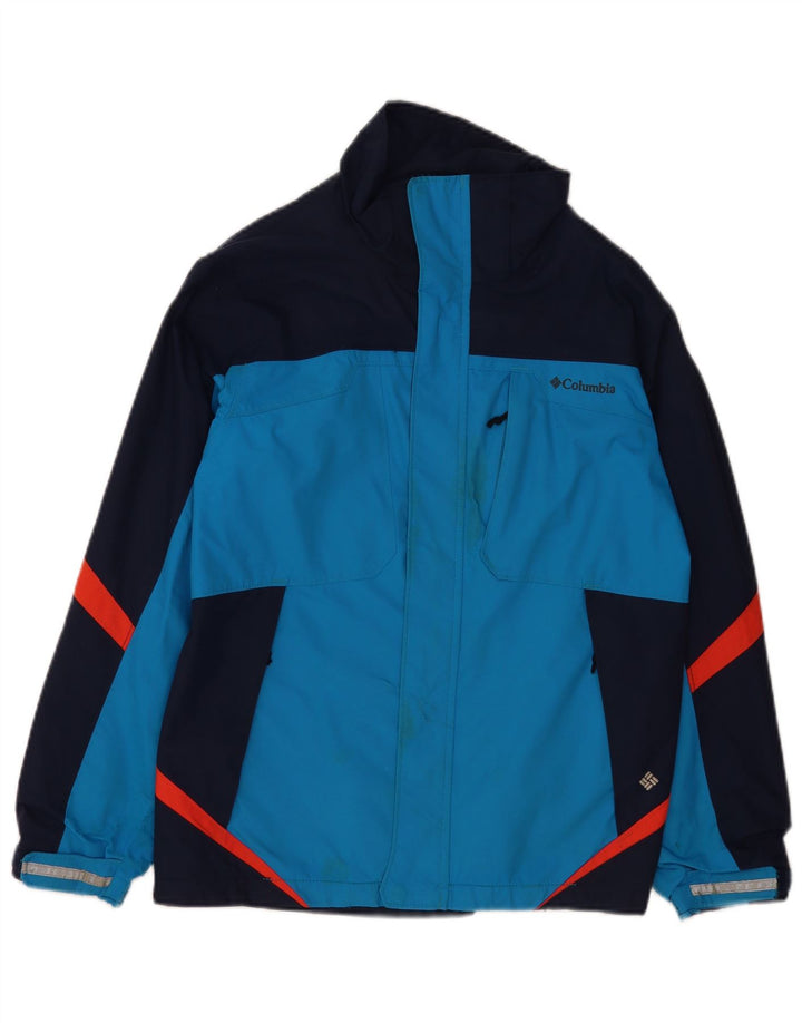 Columbia Damen-Windbreaker-Jacke, UK 14/16, groß, blaues Colourblock-Nylon