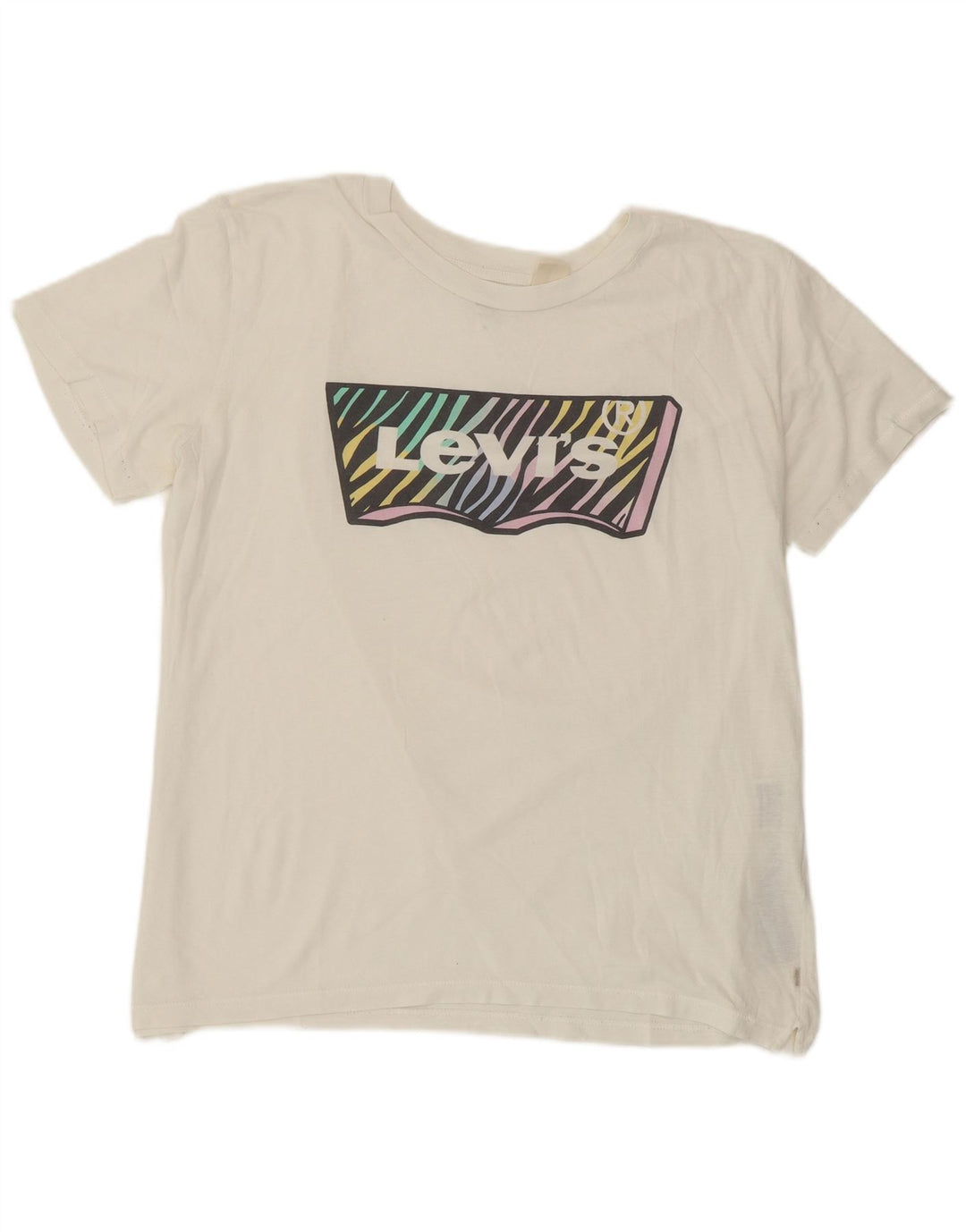 Levi's Womens Graphic T-Shirt Top UK 14 Mittelweiße Baumwolle