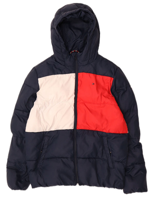 Tommy Hilfiger Wattierte Jacke mit Kapuze für Jungen, 15–16 Jahre, Marineblau, Farbblock