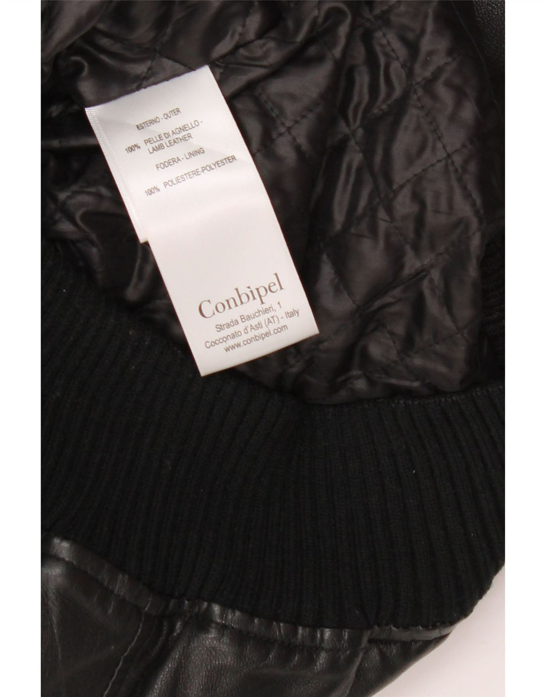 Conbipel Herren Bomber-Lederjacke IT 48 Mittelschwarzes Leder
