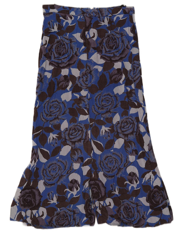 Vintage Damen Midirock UK 10 Small W26 Blau geblümt