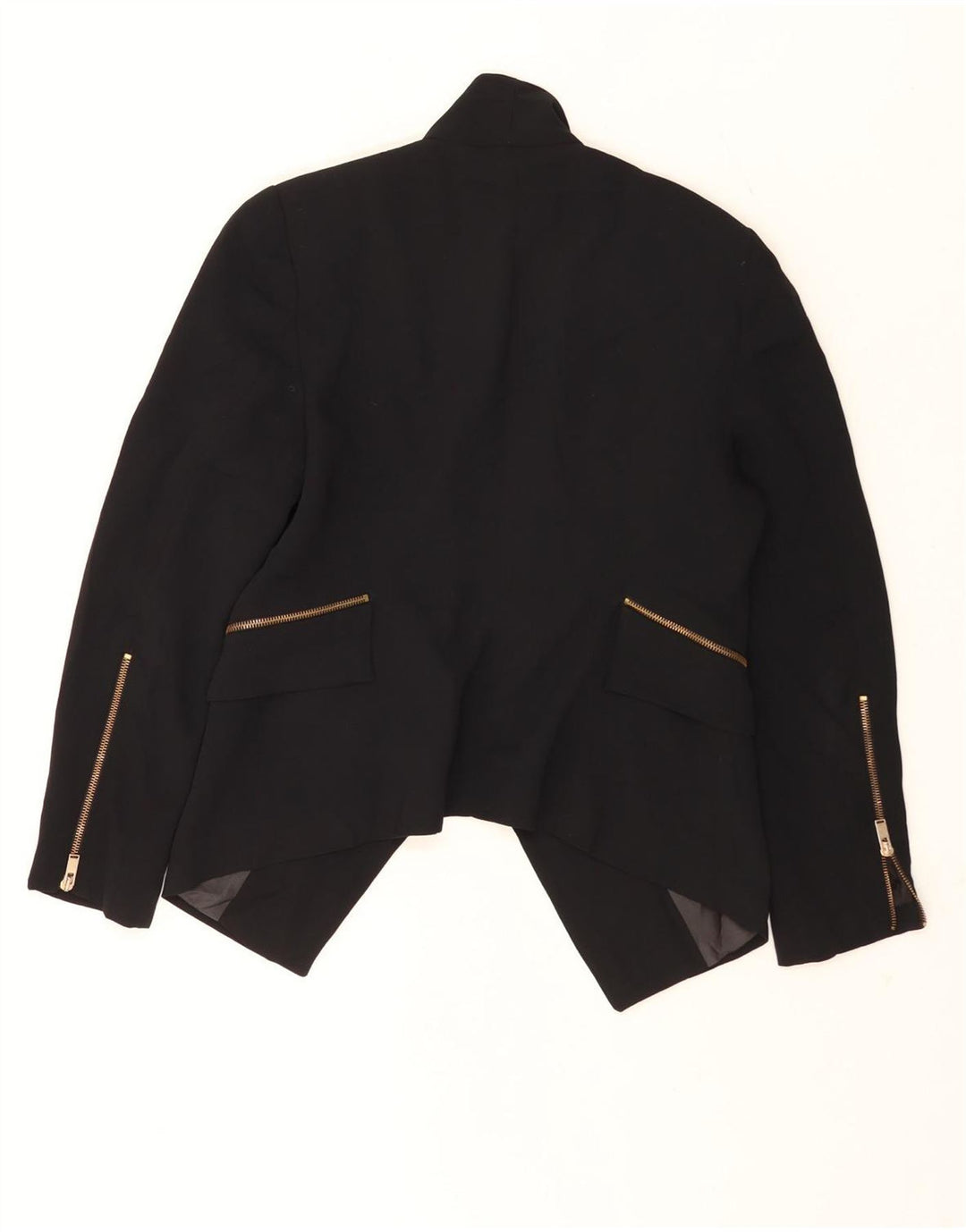 Zara Damen Asymetric Open Blazer Jacke UK 16 Large Schwarz Polyester