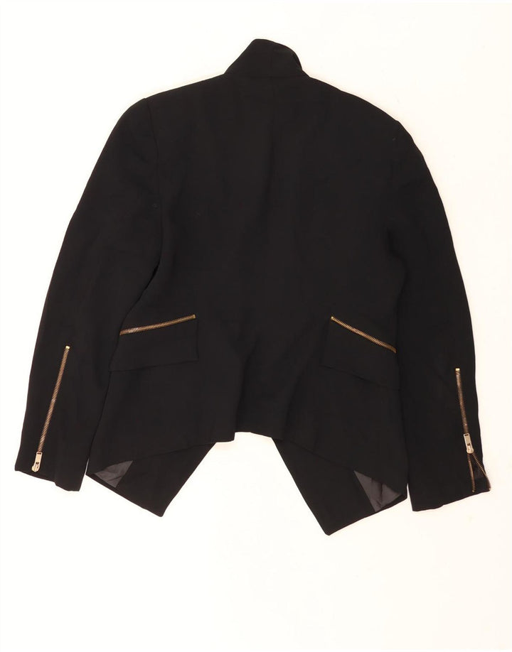 Zara Damen Asymetric Open Blazer Jacke UK 16 Large Schwarz Polyester