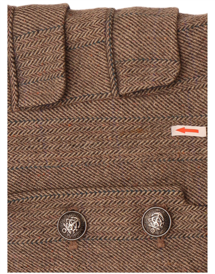 Superdry Damen-Blazerjacke mit 3 Knöpfen, UK 14, Größe L, graue Wolle mit Fischgrätenmuster