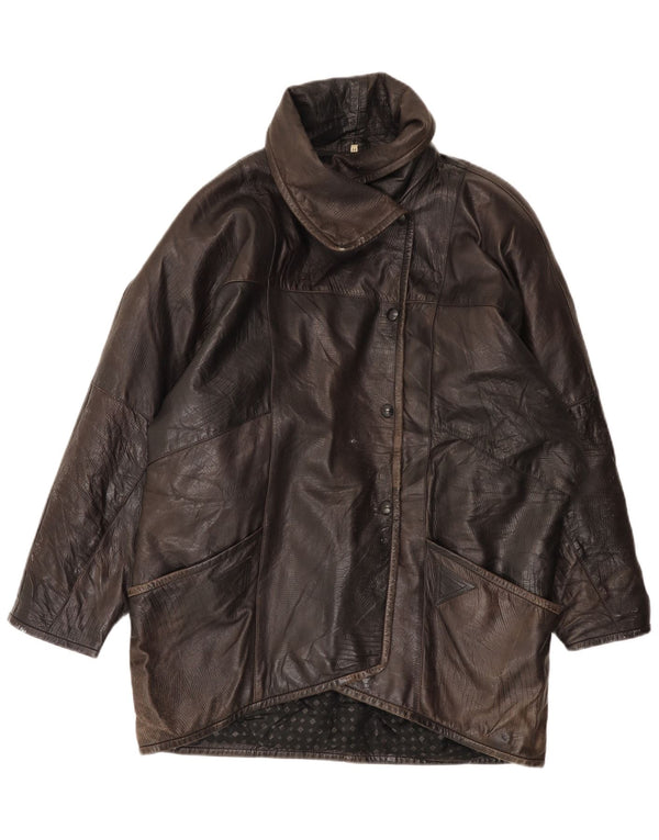 Vintage Damen Übergroße Lederjacke EU 44 XL Braunes Leder