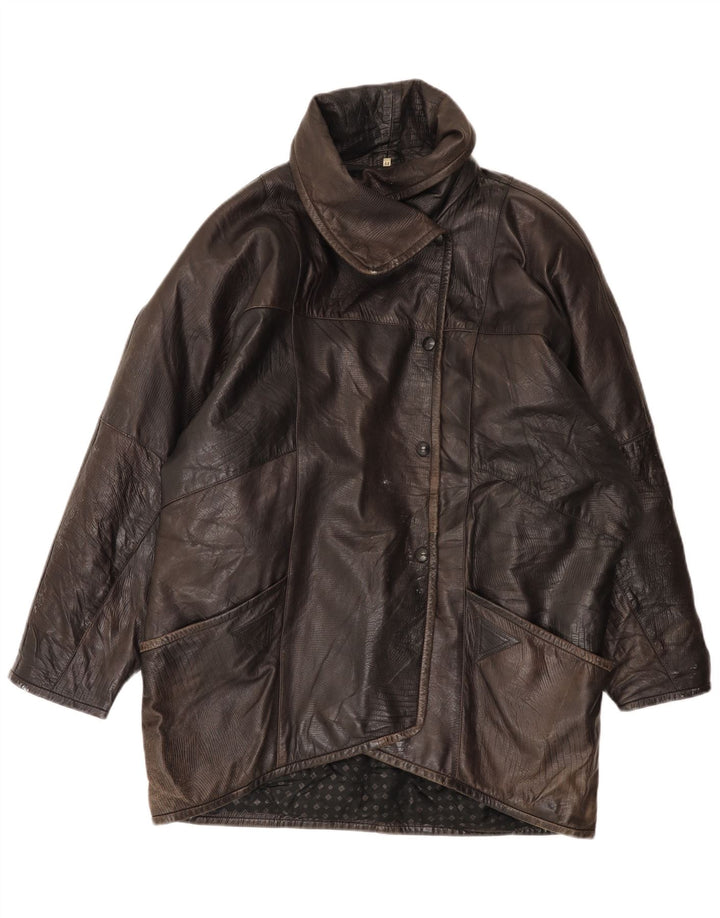 Vintage Damen Übergroße Lederjacke EU 44 XL Braunes Leder