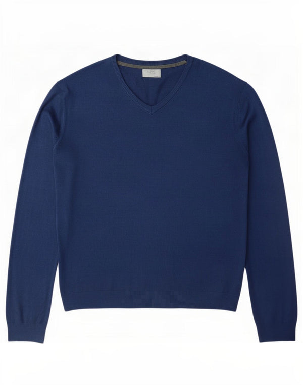 Marks & Spencer Herren-Pullover, reguläre Passform, V-Ausschnitt, XL, Marineblau, Acryl