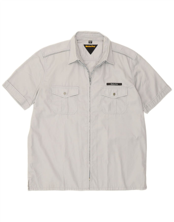 Meltin' Pot Herren Kurzarmhemd XL Grau Polyester