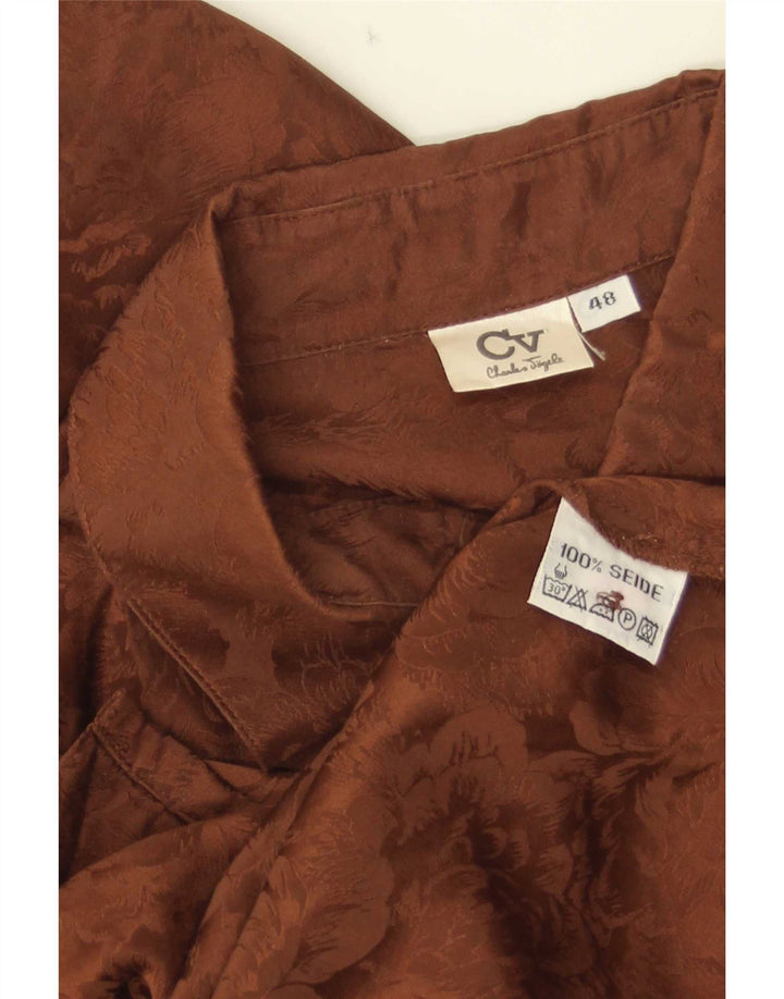 Vintage Damen Hemdbluse IT 48 XL Braune Seide