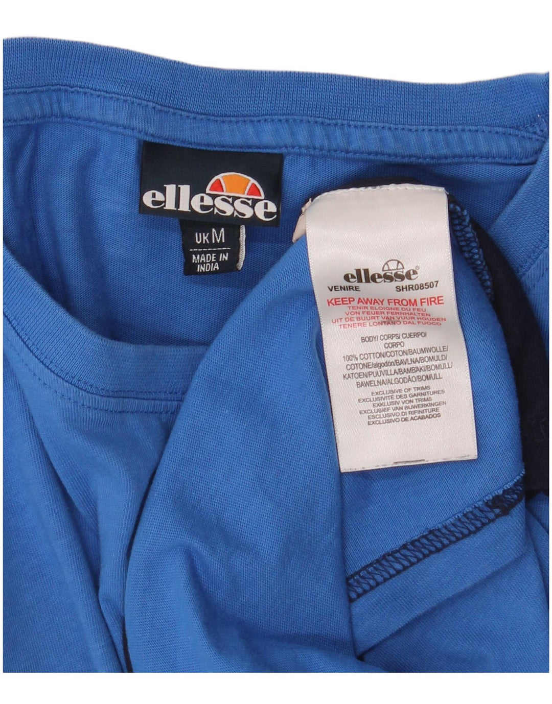 Ellesse Herren-T-Shirt-Oberteil, mittelgroß, marineblau, Colourblock-Baumwolle