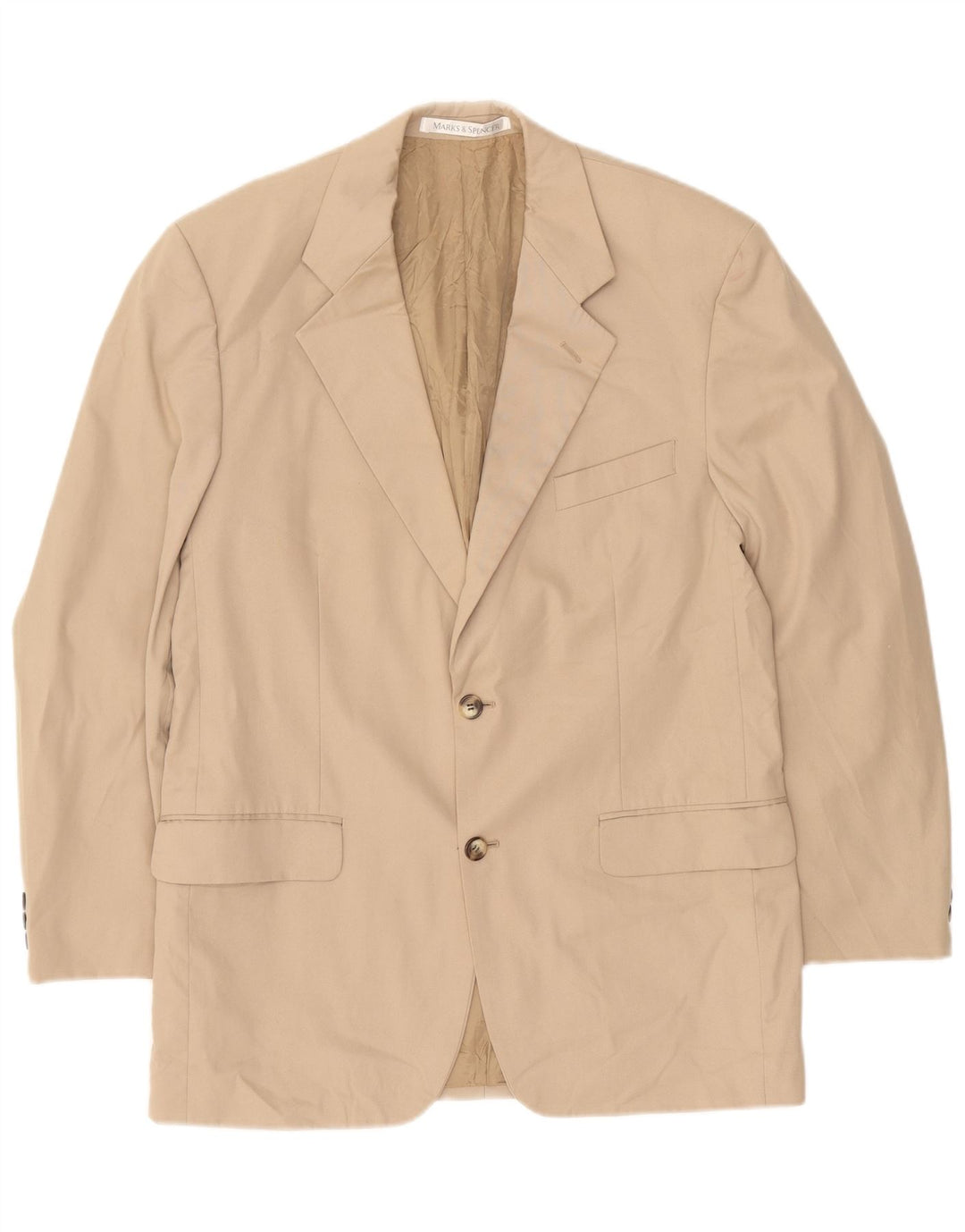 Marks & Spencer Herren-Blazer mit 2 Knöpfen, UK 40, mittelbeige Baumwolle