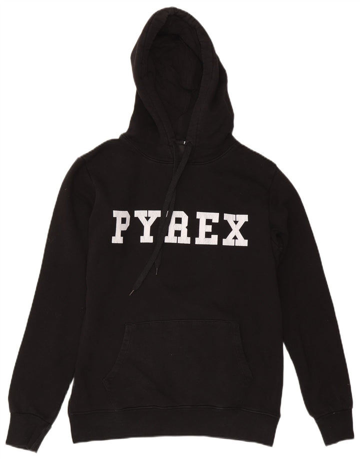 Pyrex Herren-Kapuzenpullover mit Grafik, Größe S, schwarze Baumwolle